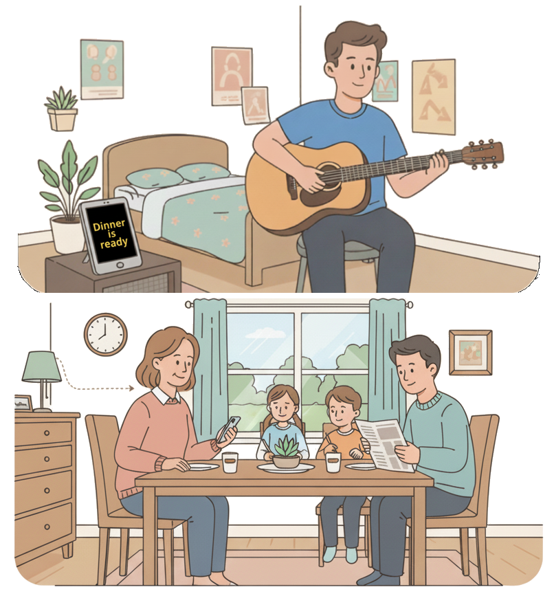 Big Notifications use cases showing business alerts, parenting, caregiving, and fun scenarios